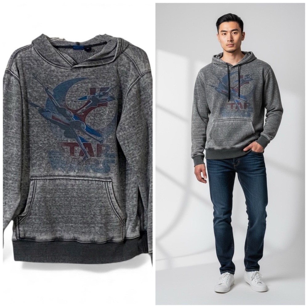 Star Wars Men’s Gray Fade Hoodie Sweatshirt Kangaroo Pocket size S/M